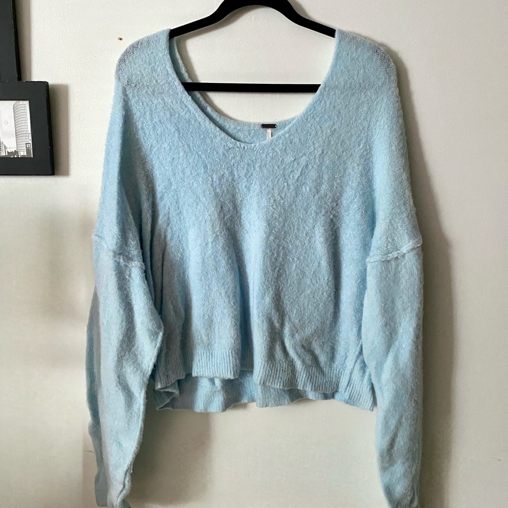 Free People Princess Oversized Comfy Sweater in Delicate Pastel Blue